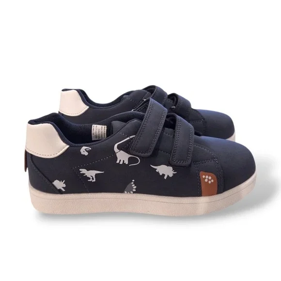Kids Boys Navy Dinosaur Print Sneakers EU 34 US 2.5 Hook Loop Low Top Shoes - Picture 9 of 9